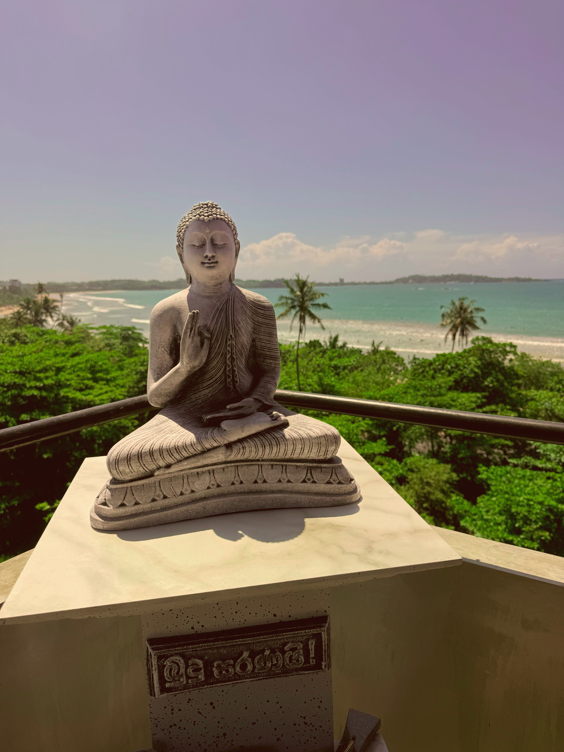 Buddha statue overlooking Weligama Bay from Casa Samaya
